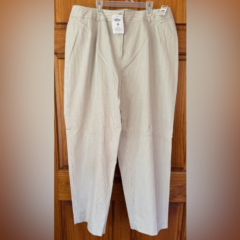 Talbots Beige and Brown Striped Cotton/Nylon Pants Size 18W